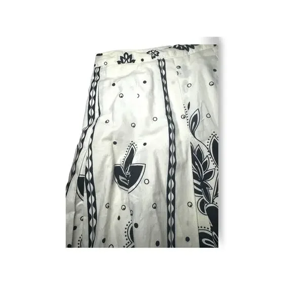 Talbots Black White Floral A-Line Midi Skirt Size 10 Classic Chic - Picture 7 of 8